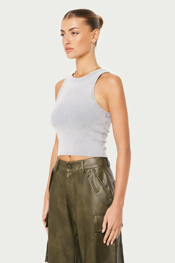The Couture Club Acid Wash Ctre Rib Vest Top