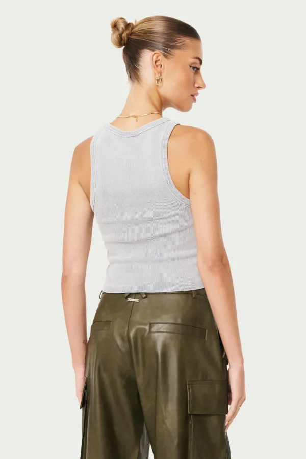 The Couture Club Acid Wash Ctre Rib Vest Top