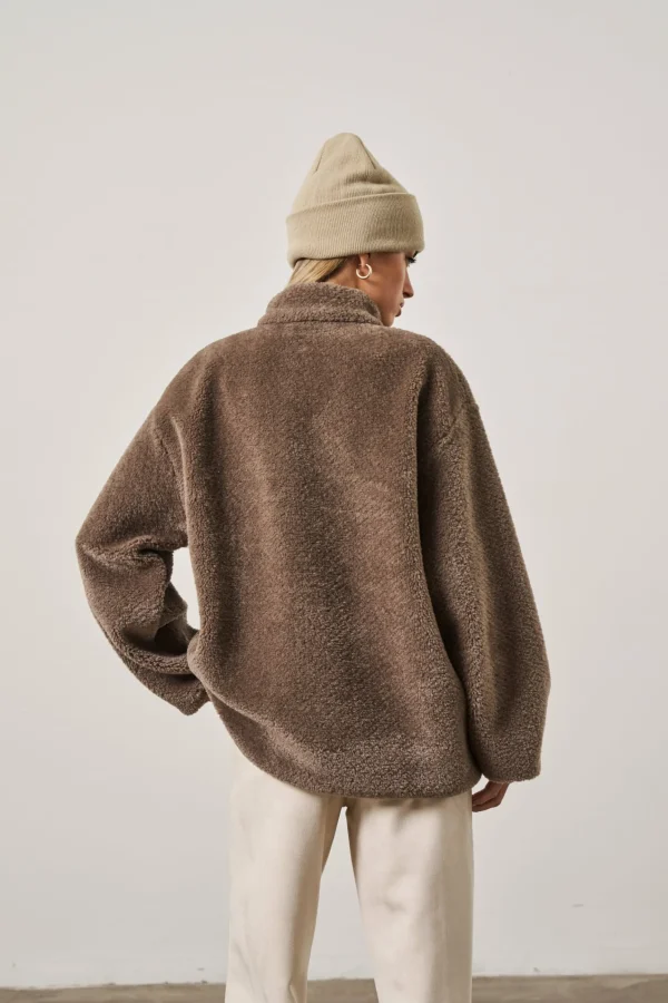 The Couture Club Borg Quarter Zip Funnel Neck Jumper