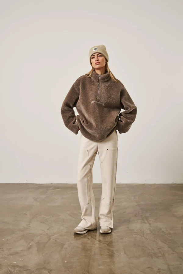 The Couture Club Borg Quarter Zip Funnel Neck Jumper