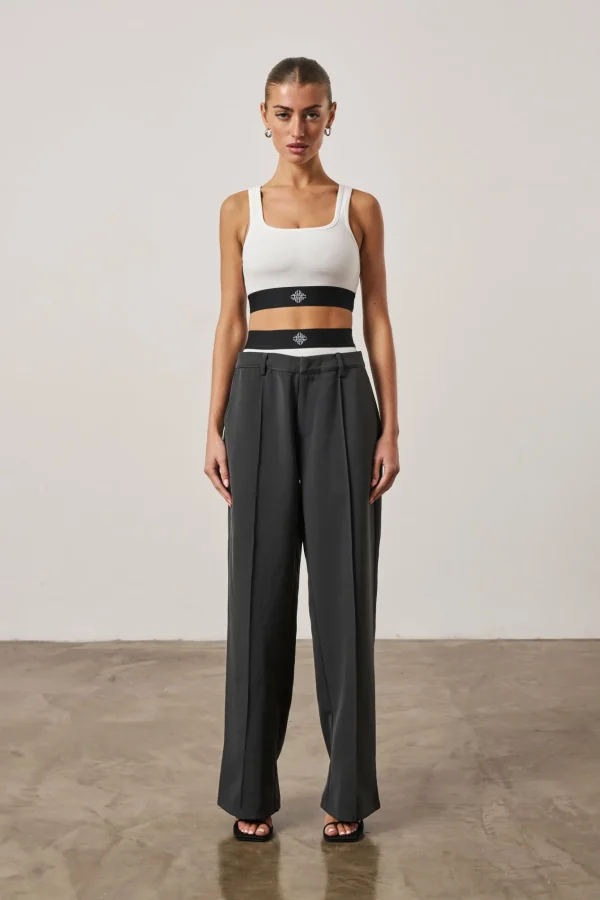 The Couture Club Branded Elastic Racer Crop Top