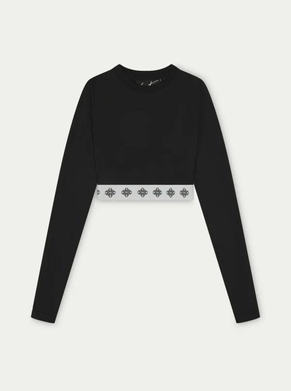 The Couture Club Branded Waistband Fitted Ribbed Top