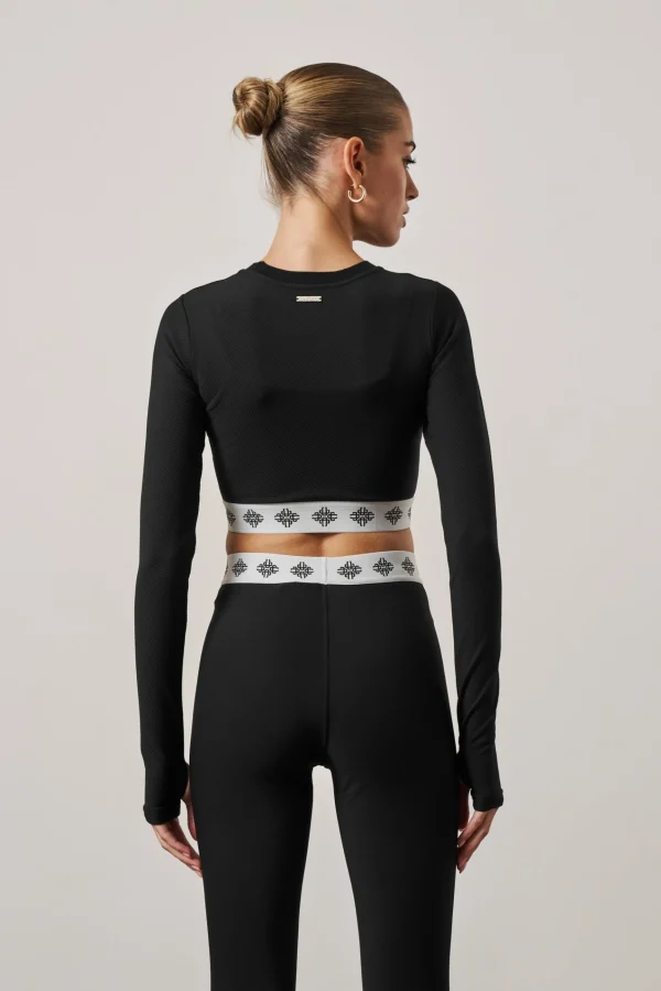 The Couture Club Branded Waistband Fitted Ribbed Top