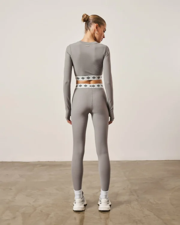 The Couture Club Branded Waistband Ribbed Leggings