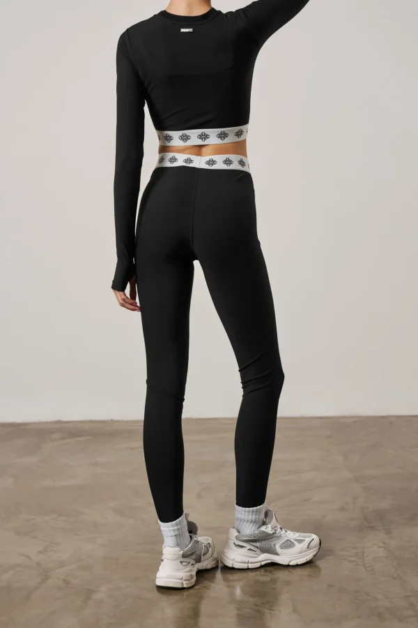 The Couture Club Branded Waistband Ribbed Leggings