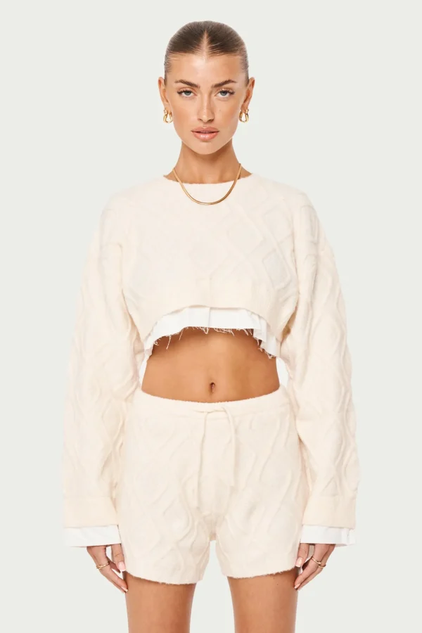 The Couture Club Cable Knitted Cropped Sweater