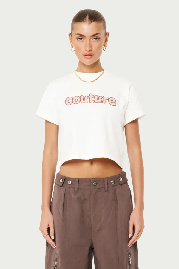 The Couture Club Chain Stitch Cropped T-Shirt