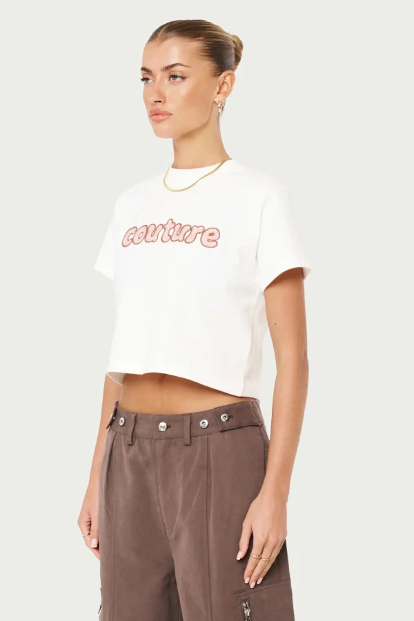 The Couture Club Chain Stitch Cropped T-Shirt