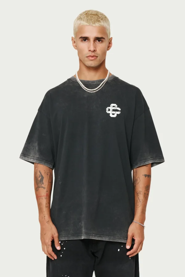 The Couture Club Cracked Print Emblem Relaxed T-Shirt