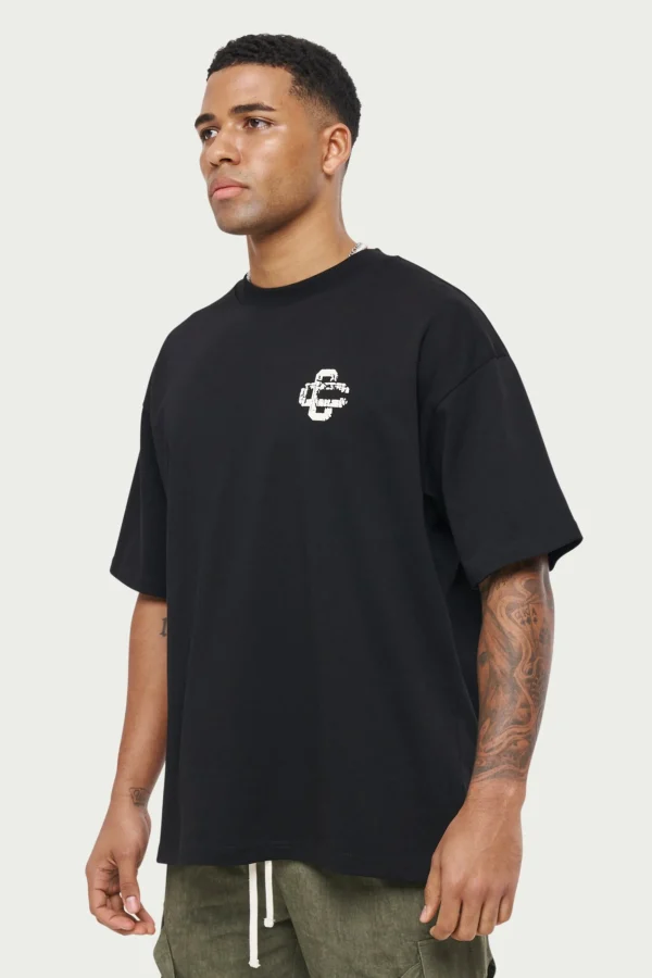 The Couture Club Cracked Print Emblem Relaxed T-Shirt