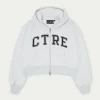 The Couture Club Ctre Cropped Zip Through Hoodie