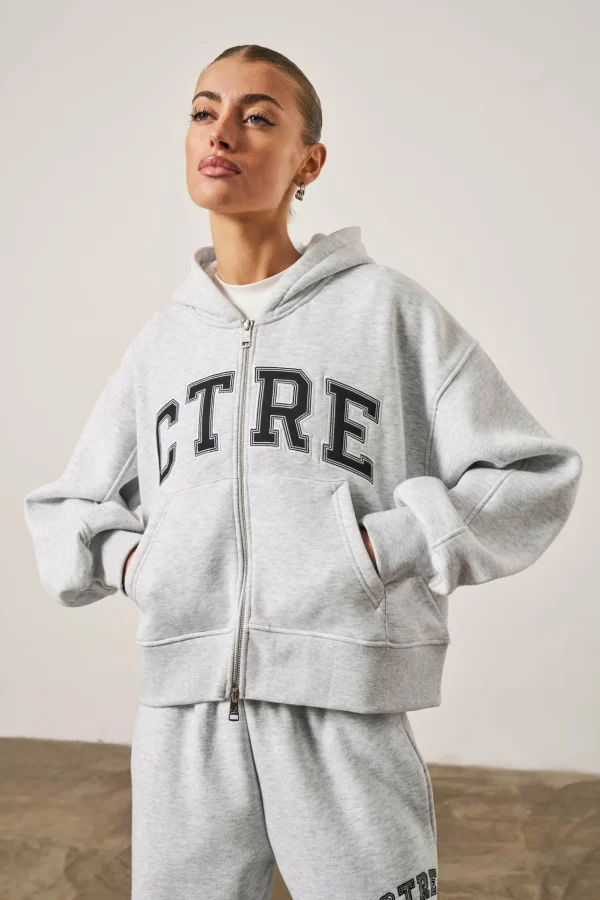 The Couture Club Ctre Cropped Zip Through Hoodie