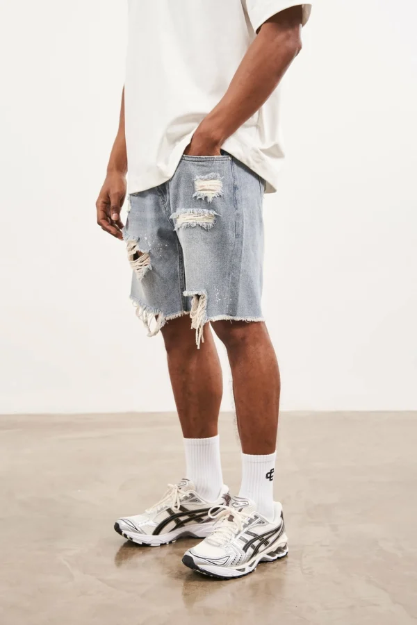 The Couture Club Distressed Raw Hem Denim Shorts
