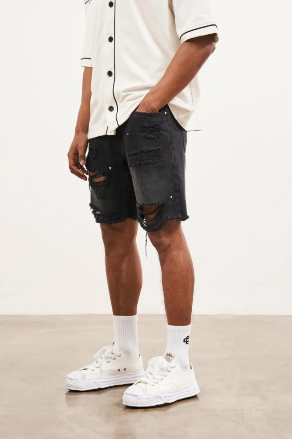 The Couture Club Distressed Raw Hem Denim Shorts