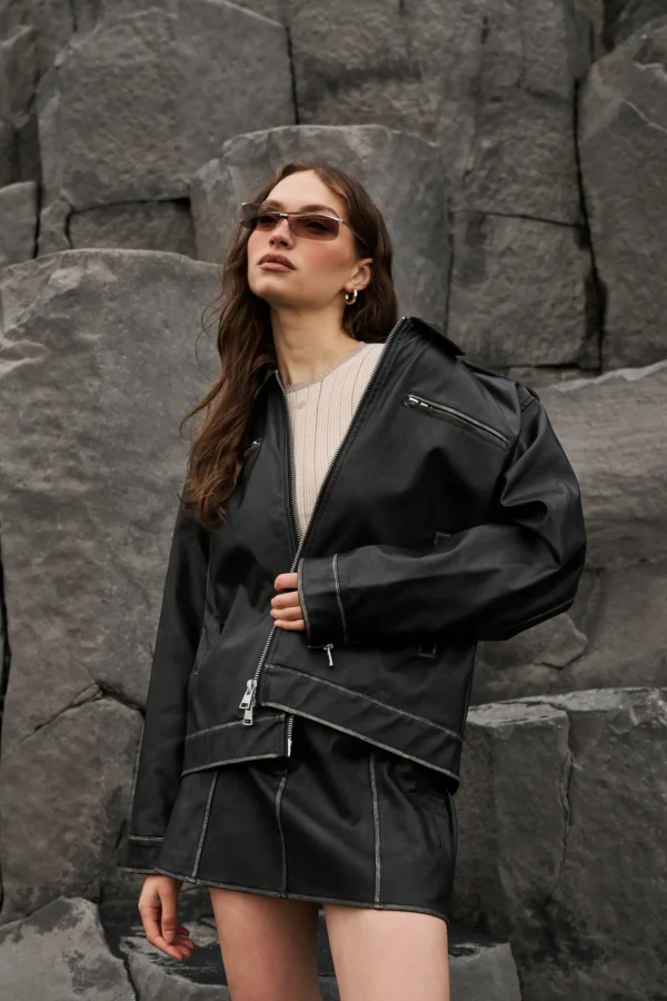 The Couture Club Distressed Vintage Biker Jacket