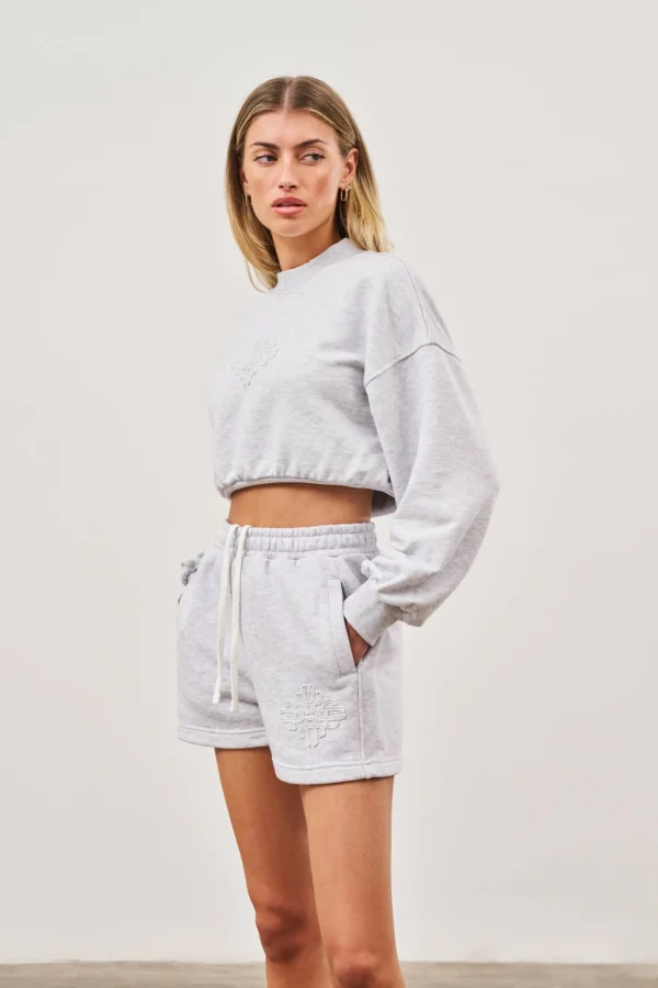 The Couture Club Emblem Applique Crop Sweatshirt