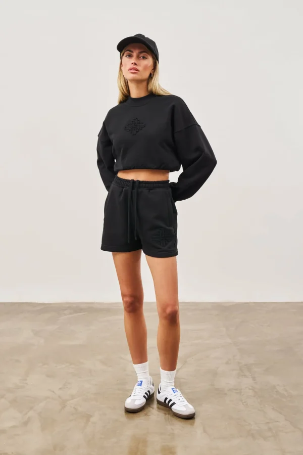 The Couture Club Emblem Applique Jersey Shorts