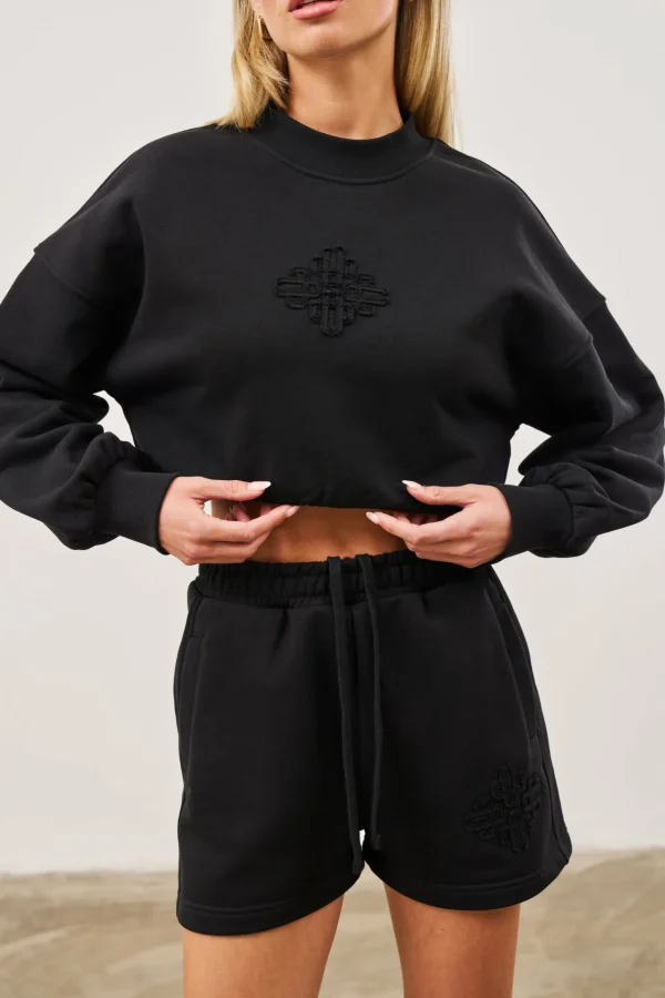 The Couture Club Emblem Applique Jersey Shorts