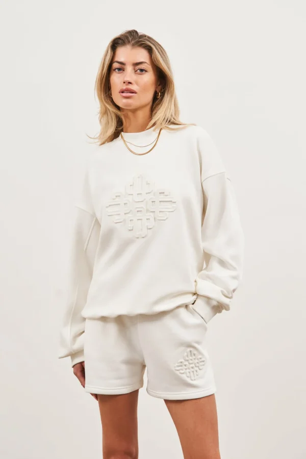 The Couture Club Emblem Embossed Oversized Sweatshirt