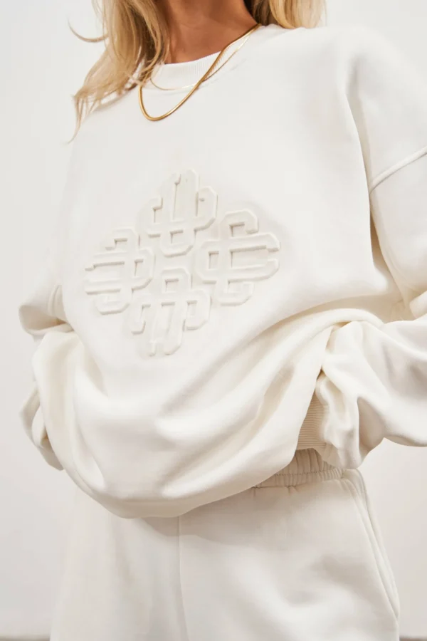 The Couture Club Emblem Embossed Oversized Sweatshirt