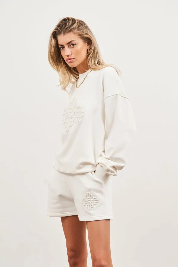 The Couture Club Emblem Embossed Oversized Sweatshirt