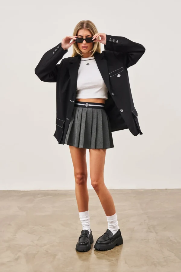 The Couture Club Emblem Waistband Tennis Mini Skirt