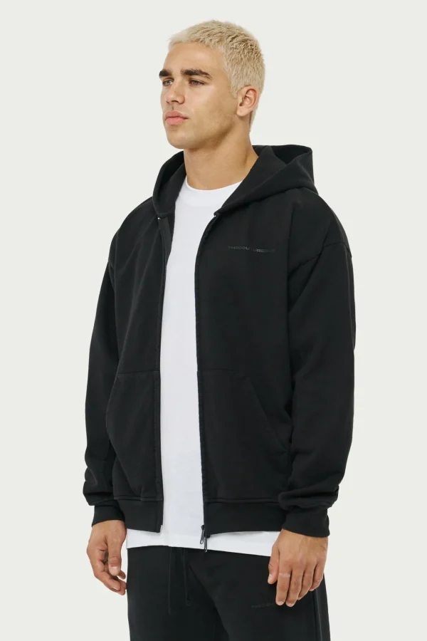 The Couture Club Everyday Washed Relaxed Zip Through Hoodie