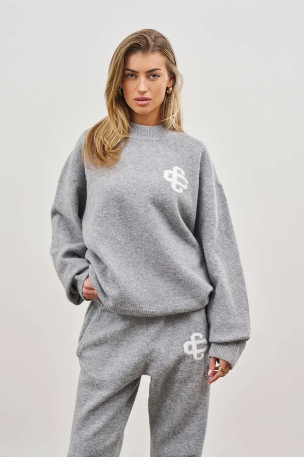 The Couture Club Fluffy Knit Emblem Crew