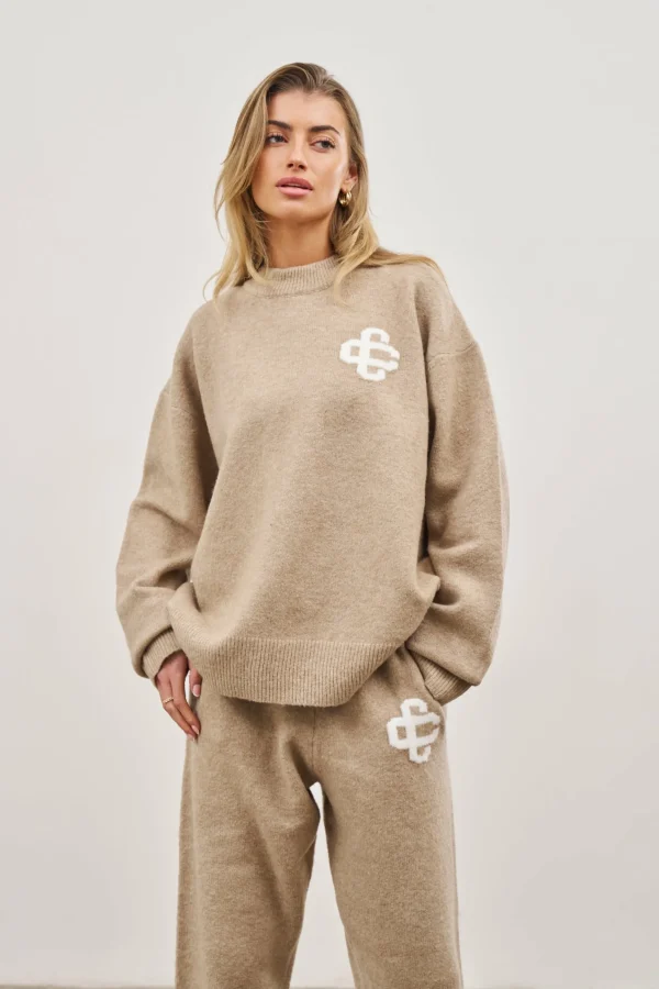 The Couture Club Fluffy Knit Emblem Crew