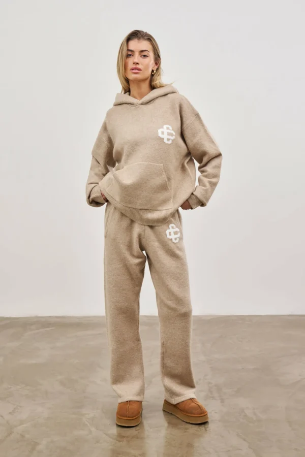The Couture Club Fluffy Knit Emblem Joggers