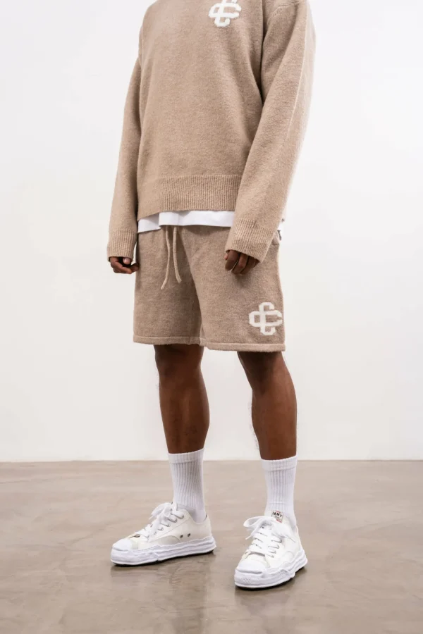The Couture Club Fluffy Knit Emblem Shorts
