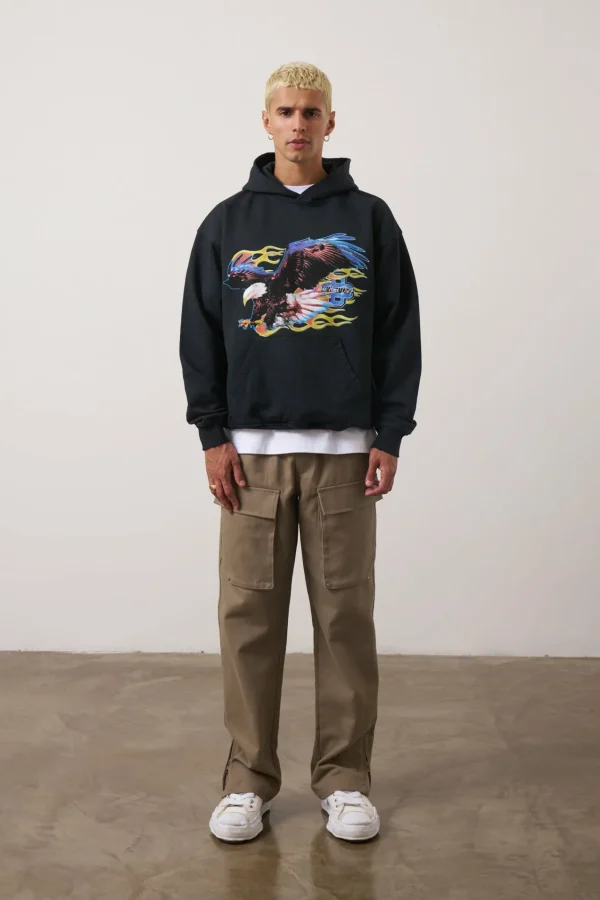 The Couture Club Graphic Flame Vintage Hoodie