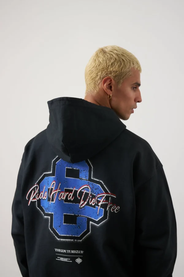 The Couture Club Graphic Flame Vintage Hoodie