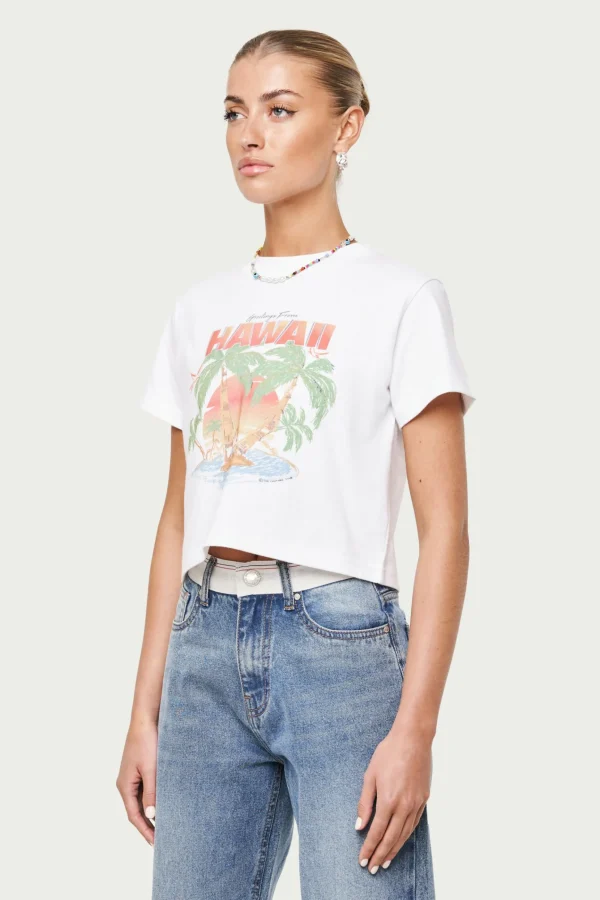 The Couture Club Hawaiian Print Cropped T-Shirt