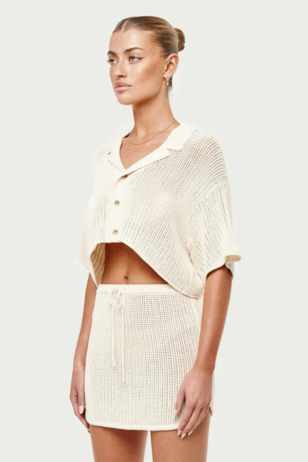 The Couture Club Knitted Cropped Resort Shirt
