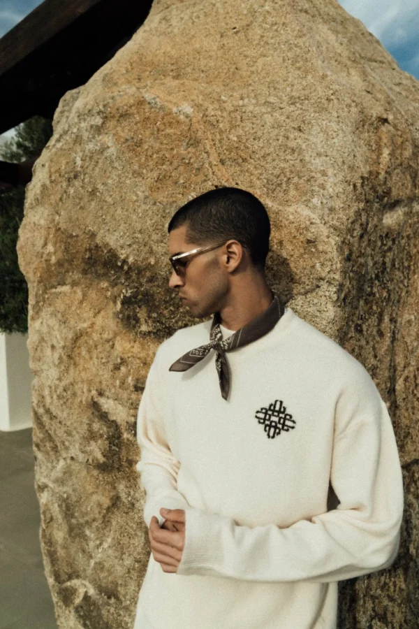 The Couture Club Lightweight Fluffy Knit Emblem Crew