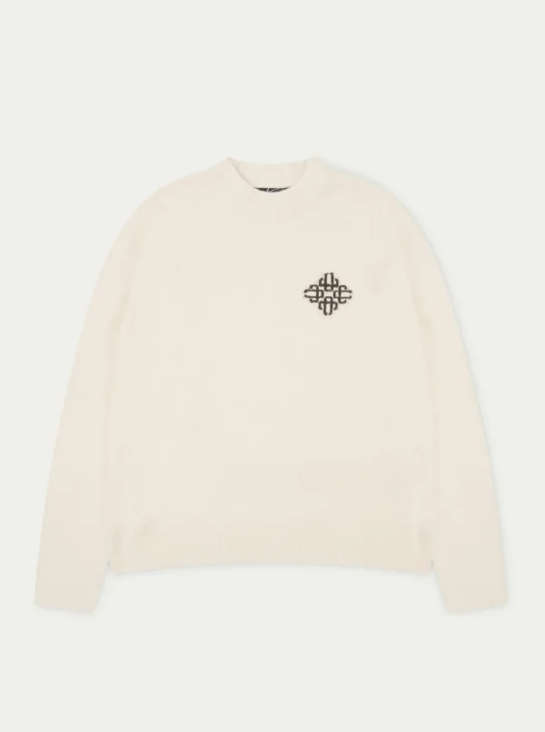 The Couture Club Lightweight Fluffy Knit Emblem Crew