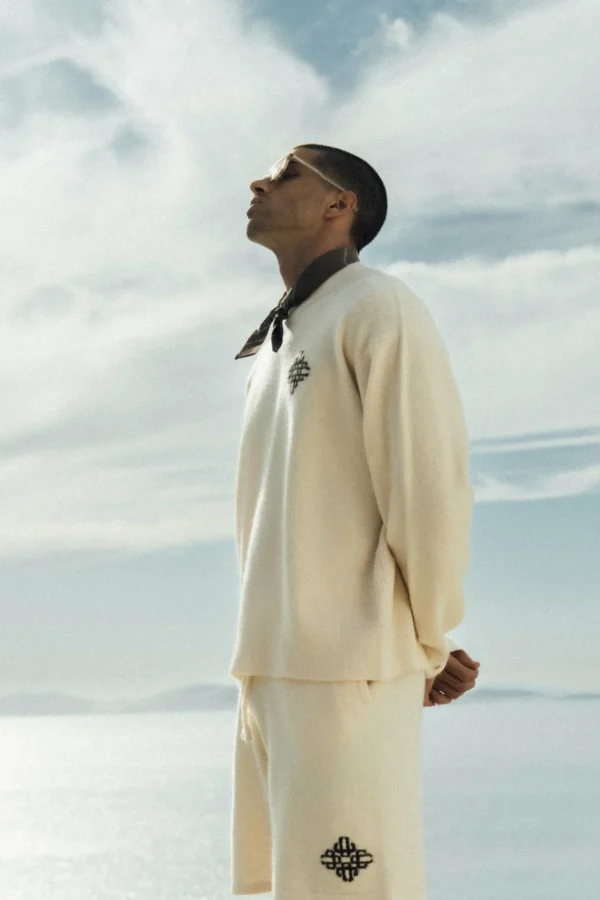 The Couture Club Lightweight Fluffy Knit Emblem Crew