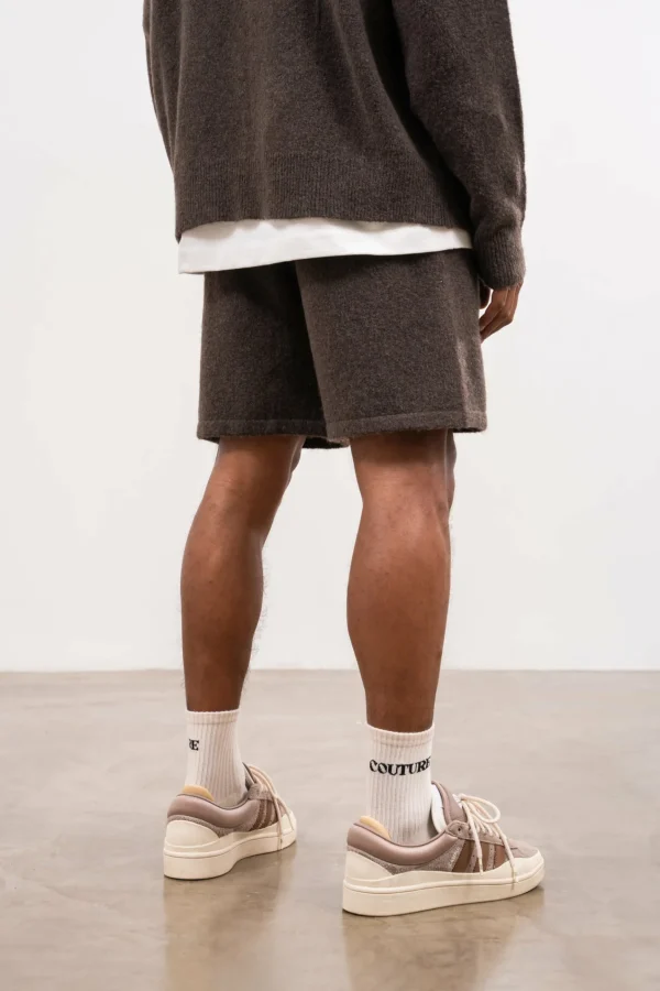 The Couture Club Lightweight Fluffy Knit Emblem Shorts