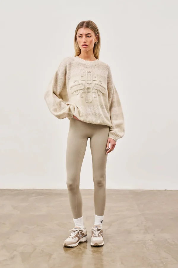 The Couture Club Lightweight Stripe Emblem Oversized Knit Jumper