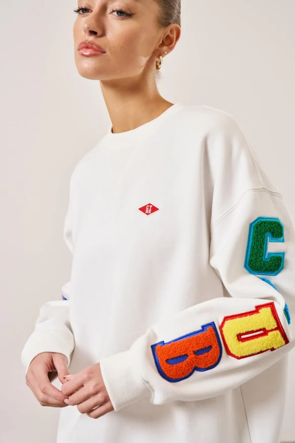 The Couture Club Multibadged Chenille Relaxed Sweatshirt