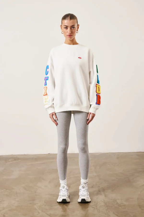 The Couture Club Multibadged Chenille Relaxed Sweatshirt