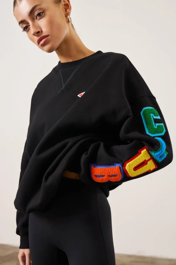 The Couture Club Multibadged Chenille Relaxed Sweatshirt