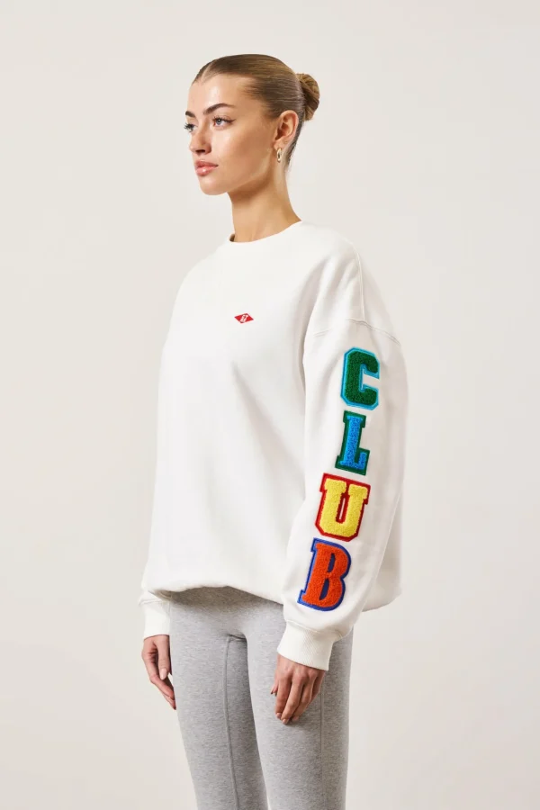 The Couture Club Multibadged Chenille Relaxed Sweatshirt
