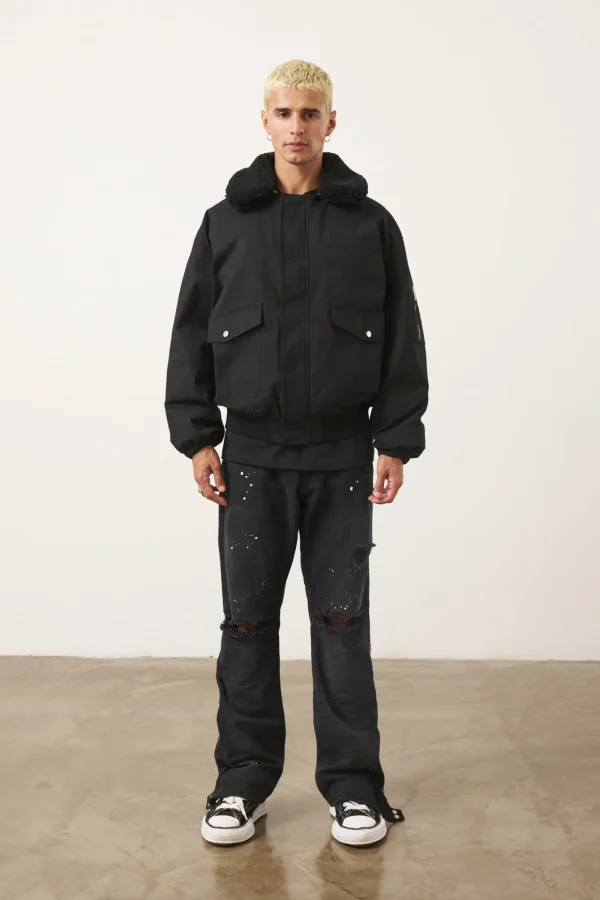 The Couture Club Oversized Borg Detail Bomber Jacket