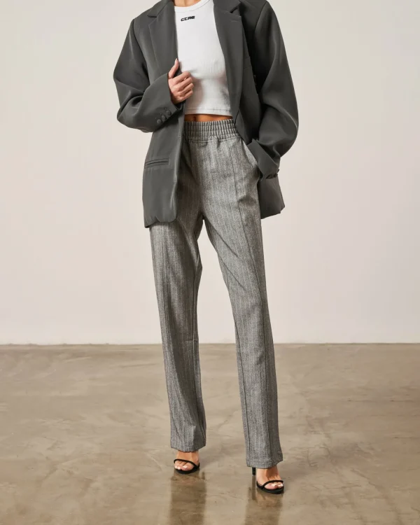 The Couture Club Pinstripe Smart Zip Hem Tailored Trouser