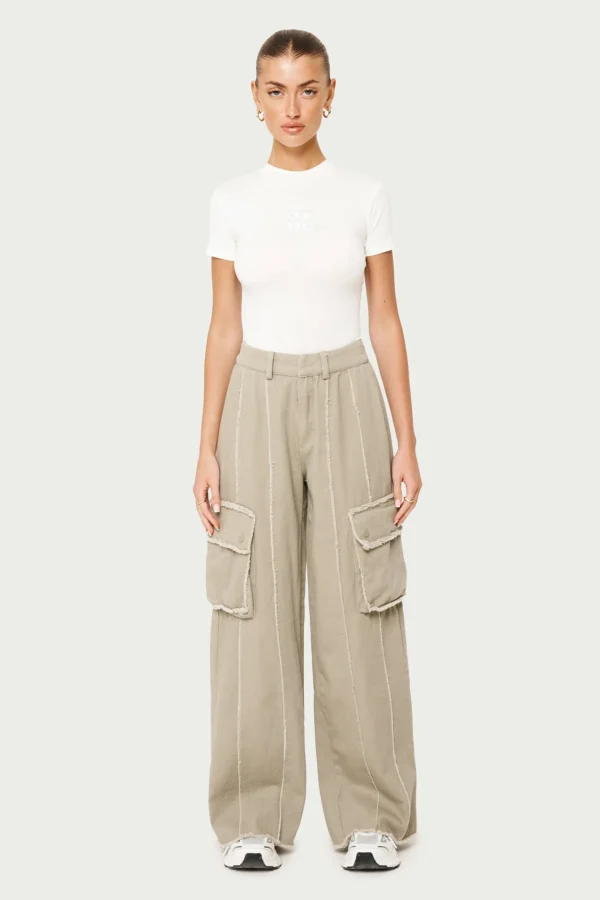 The Couture Club Raw Seam Detail Wide Leg Cargo