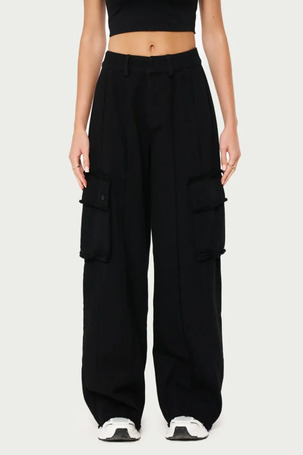 The Couture Club Raw Seam Detail Wide Leg Cargo