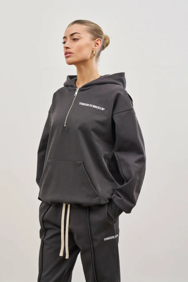 The Couture Club Raw Seam Quarter Zip Hoodie