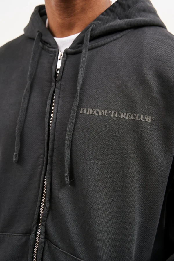 The Couture Club Raw Seam Zip Through Hoodie